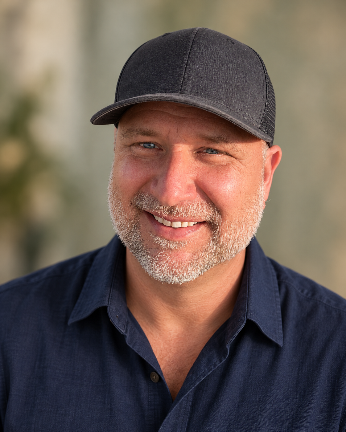Tim Hauptrief smiling in a navy shirt and charcoal cap